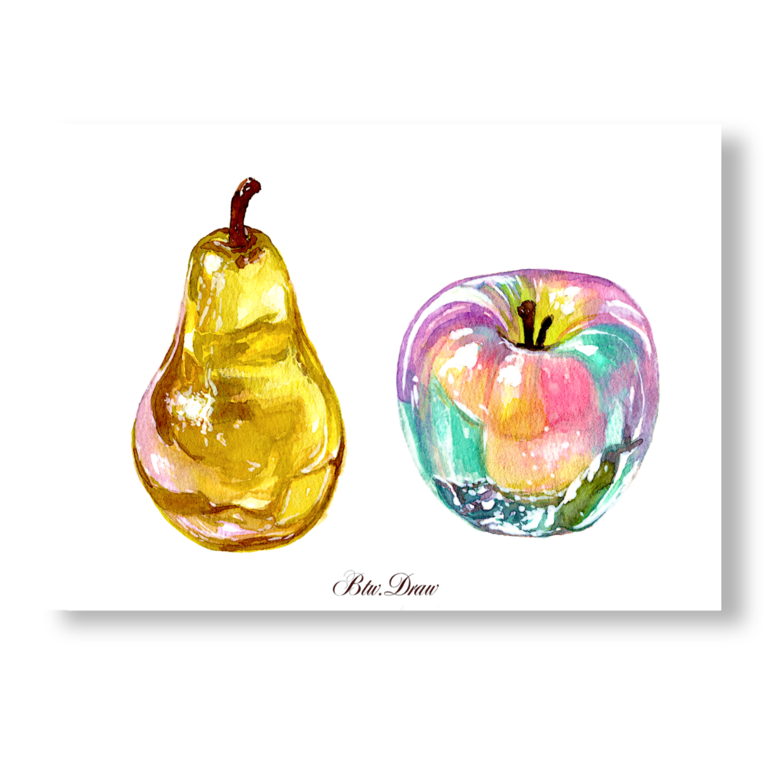Glass Apple and Pear Print - 5x7